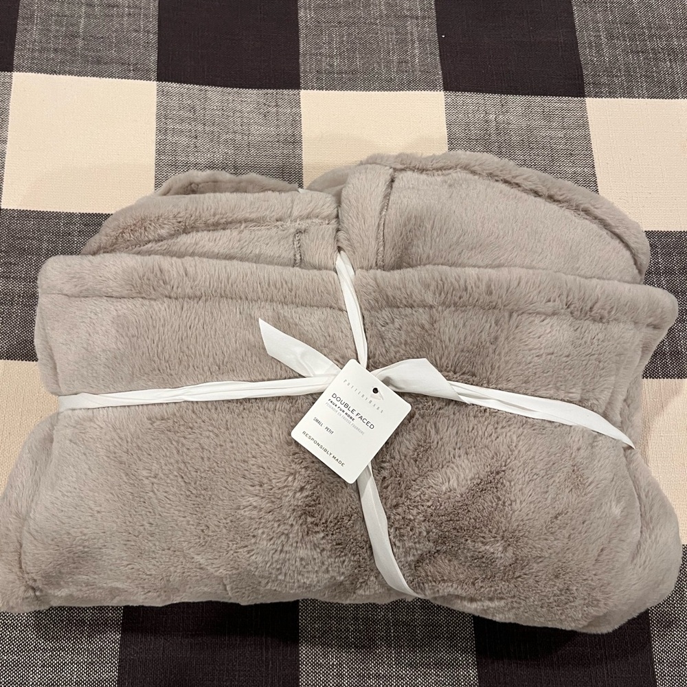 Pottery Barn Double-faced Faux Fur Robe